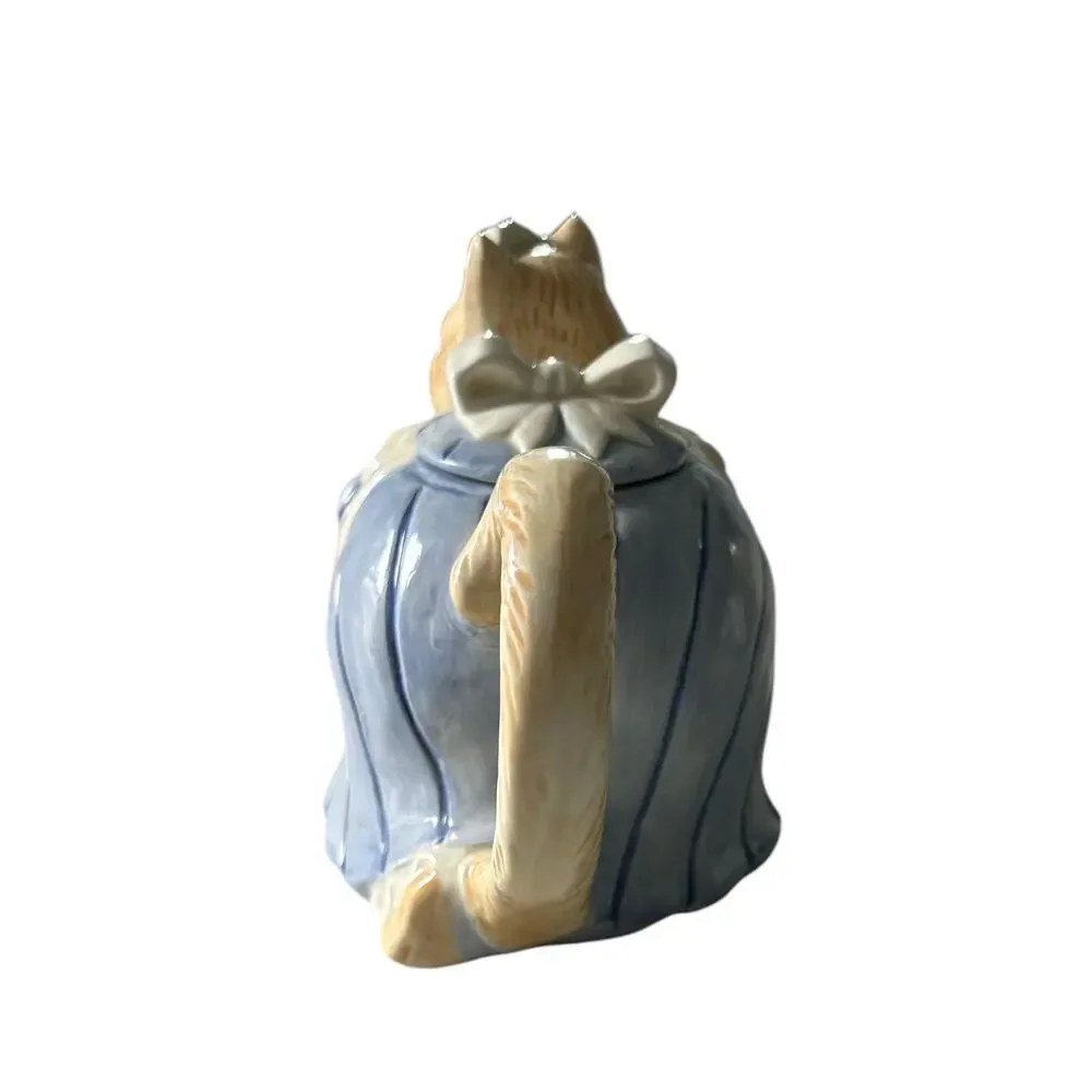 Vintage Takahashi San Francisco Hand Painted Cat‎ Ceramic Teapot With Lid